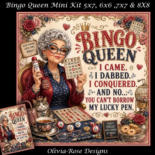 cup1444764_104105 - Bingo Queen Mini Kit  **Includes 5X7, 6x6, 7x7 & 8X8 Card Bases** 