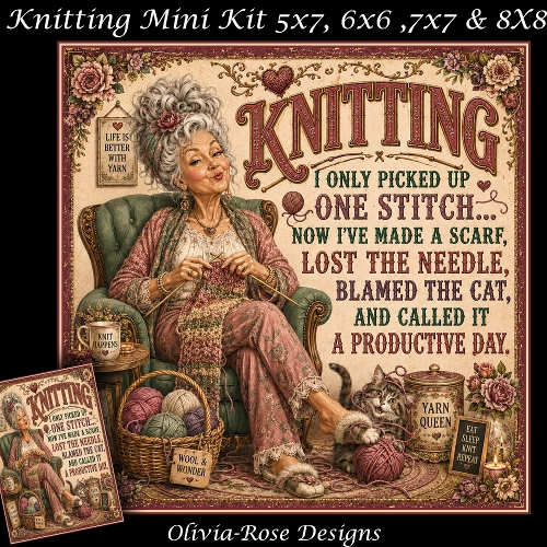 cup1444781_104105 - Knitting Mini Kit  **Includes 5X7, 6x6, 7x7 & 8X8 Card Bases** 