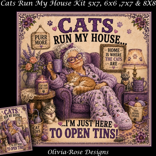 cup1445970_104105 - Cats Run My House Mini Kit **Includes 5X7, 6x6, 7x7 8X8 Card Bases** 