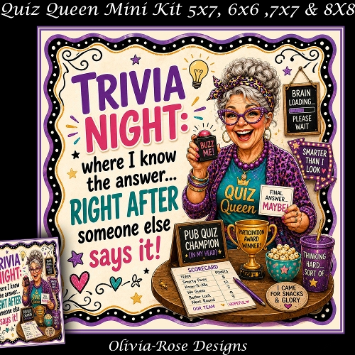 cup1446432_104105 - Quiz Queen Mini Kit **Includes 5X7, 6x6, 7x7 8X8 Card Bases** 
