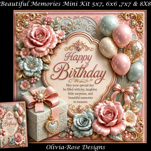 cup1450234_104105 - Beautiful Memories Mini Kit **Includes 5X7, 6x6, 7x7 8X8 Card Bases**   