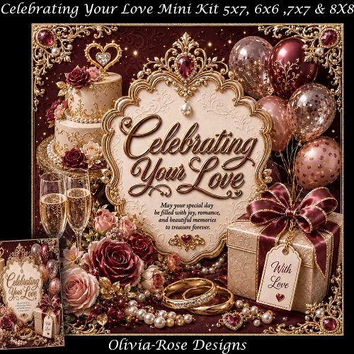 cup1451229_104105 - Celebrating Your Love Mini Kit **Includes 5X7, 6x6, 7x7 8X8 Card Bases**   
