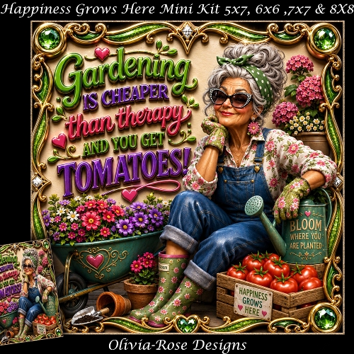 cup1452921_104105 - Happiness Grows Here Mini Kit **Includes 5X7, 6x6, 7x7 8X8 Card Bases**   