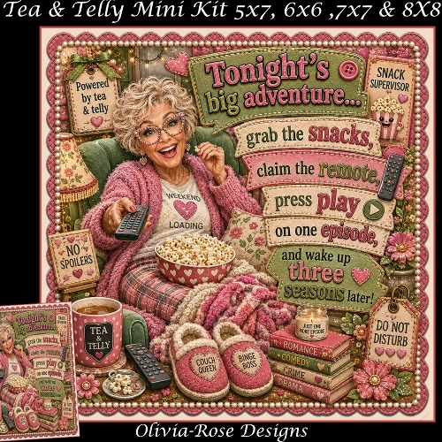 Tea & Telly Mini Kit **Includes 5X7, 6x6, 7x7 8X8 Card Bases**   