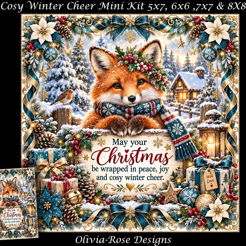 Cosy Winter Cheer Mini Kit **Includes 5X7, 6x6, 7x7 8X8 Card Bases**   