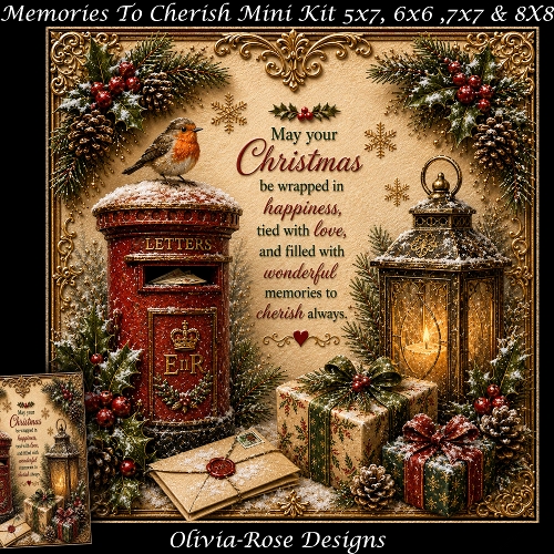 Memories To Cherish Mini Kit **Includes 5X7, 6x6, 7x7 8X8 Card Bases**   