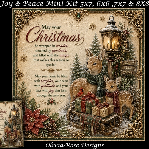 Joy & Peace Mini Kit **Includes 5X7, 6x6, 7x7 8X8 Card Bases**   