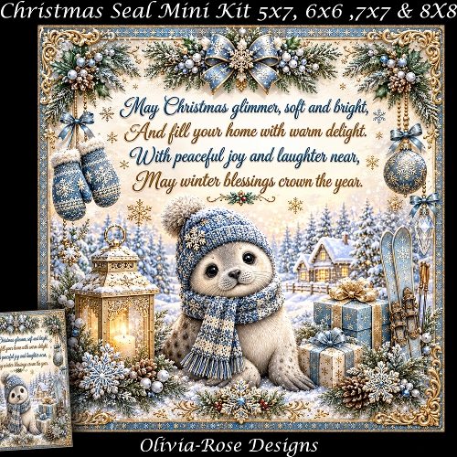 Christmas Seal Mini Kit **Includes 5X7, 6x6, 7x7 8X8 Card Bases**   