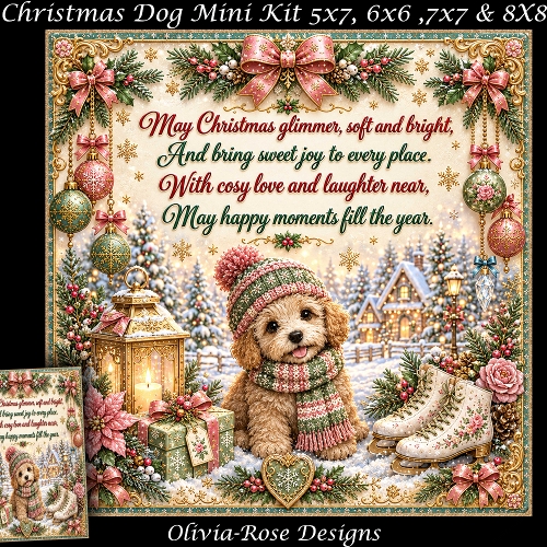 Christmas Dog Mini Kit **Includes 5X7, 6x6, 7x7 8X8 Card Bases**   