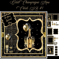 Gold Champagne Mini Card Kit #1 approx 7x7