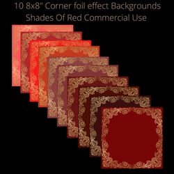 8x8 Corner Foiled Backgrounds Red shades