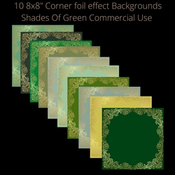 8x8 Corner Foiled Backgrounds Green shades 