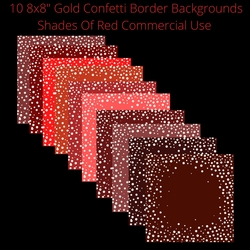 8x8 Gold Confetti Borders Backgrounds Red shades