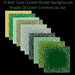 8x8 Gold Confetti Borders Backgrounds Green shades