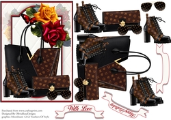 Beautiful Black and Brown Fashion Card front with decoupage Approx 5x7
