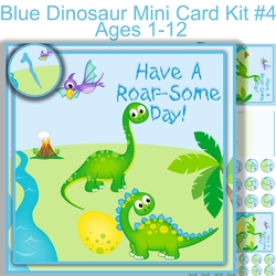 blue Dinosaur Mini card kit #4 7x7 Ages 1-12