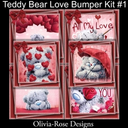 Teddy Bear Love Bumper Kit #1 6 DIFFERENT MATCHING BOOKMARKS**