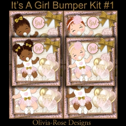 Its A Girl Bumper Kit #1    CARDS FRONT  