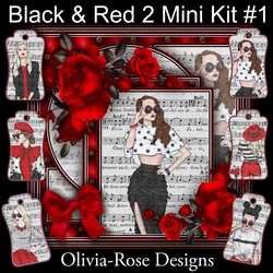 Black & Red 2 Mini Kit #1 NO DECOUPAGE**