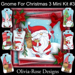 Gnome For Christmas 3 Mini Kit #3 NO DECOUPAGE**