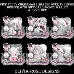 Pink Teddy Christmas 2 Shaped Over The Edge Bumper #1   