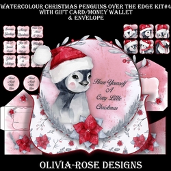 Watercolor Christmas Penguins Over The Edge Mini Kit #4