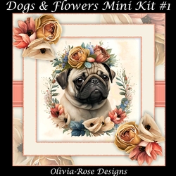 Dogs & Flowers Mini Kit#1 **INCLUDES CARD FRONT WITH NO CORNER FLOWERS**