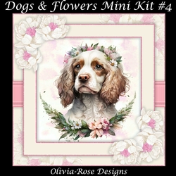 Dogs & Flowers Mini Kit#4 **INCLUDES CARD FRONT WITH NO CORNER  FLOWERS**