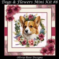 Dogs & Flowers Mini Kit #8 **INCLUDES CARD FRONT WITH NO CORNER FLOWERS**