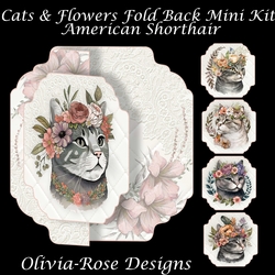 Cats & Flowers Fold Back Mini Kit American Shorthair