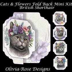 Cats & Flowers Fold Back Mini Kit   British Shorthair 