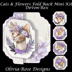 Cats & Flowers Fold Back Mini Kit Devon-Rex