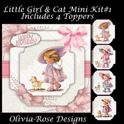 Little Girl & Cat Mini Kit #1 **Includes 4 Toppers**