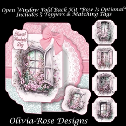 Open Window Fold Back Mini Kit *Bow Is Optional*       Includes 5 Toppers & Matching Tags