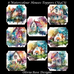 8 Watercolour House Toppers   