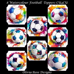 8 Watercolour Football Toppers