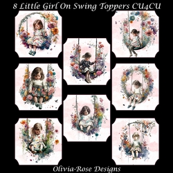 8 Little Girl On Swing Toppers   