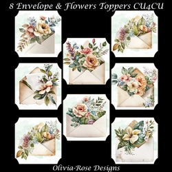 8 Envelope & Flowers Toppers