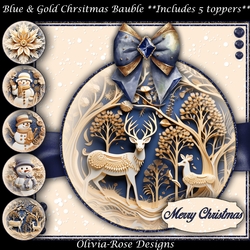 Blue & Gold Christmas Bauble Mini Kit 7X7
