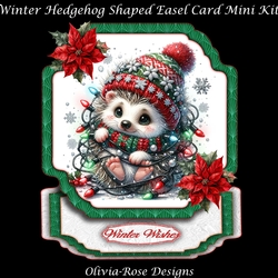 Winter Hedgehog Shaped Easel Card Mini Kit