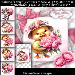 Animals With Peonies 2 Mini Kit