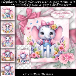 Elephants With Flowers Mini Kit