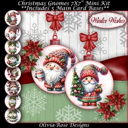 Christmas Gnomes Mini Kit 7X7 **Includes 5 Card Bases**