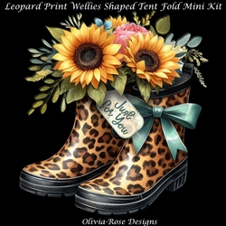Leopard Print Wellies Shaped Tent Fold MIni Kit
