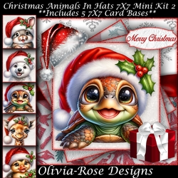 Christmas Animals In Hats Mini Kit 2 7X7