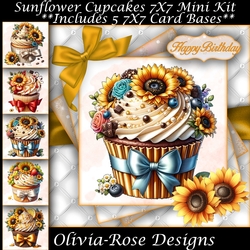Sunflower Cupcakes MIni Kit 7x7