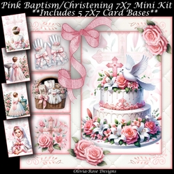 Pink Baptism/Christening MIni Kit 7X7