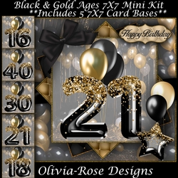 Black & Gold Ages 16-40 Mini Kit 7x7