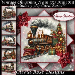 Vintage Christmas Train Mini Kit 7X7
