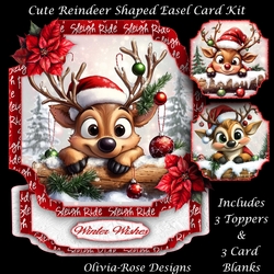 Cute Reindeer Shaped Easel Card Kit